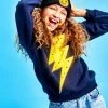 Lola + The Boys New Arrivals Navy Bolt Crewneck