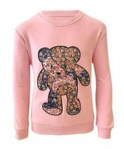 Lola + The Boys Pink Quilted Teddy Sweatshirt Girls