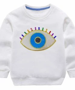 Lola + The Boys Girls Rainbow Evil Eye Sweatshirt