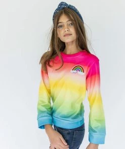 Lola + The Boys Rainbow Ombre Sweatshirt Girls