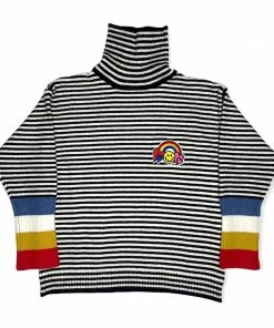 Lola + The Boys Rainbow Striped Turtleneck Girls