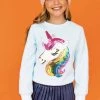 Lola & The Boys Sky Blue Rainbow Unicorn Sweatshirt