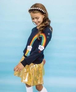 Lola + The Boys New Arrivals Smiley Cloud Rainbow Sweatshirt