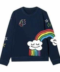 Lola + The Boys New Arrivals Smiley Cloud Rainbow Sweatshirt