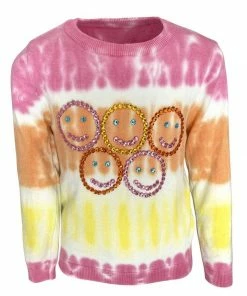 Lola + The Boys Tie Dye Smiley Sweater Girls