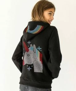Lola + The Boys Girls Wanderlust Crystal Unicorn Hoodie