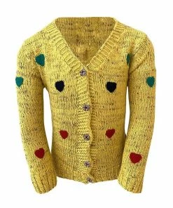 Lola + The Boys Yellow Knit & Hearts Cardigan