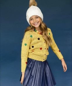 Lola + The Boys Yellow Knit & Hearts Cardigan