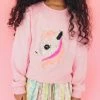Lola + The Boys Girls Fancy Unicorn Pink Sweatshirt