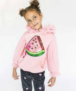 Lola & The Boys Watermelon Tulle Sequin Hoodie New Arrivals