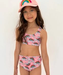 Lola + The Boys Girls Double Rainbow 2 Piece Swimsuit