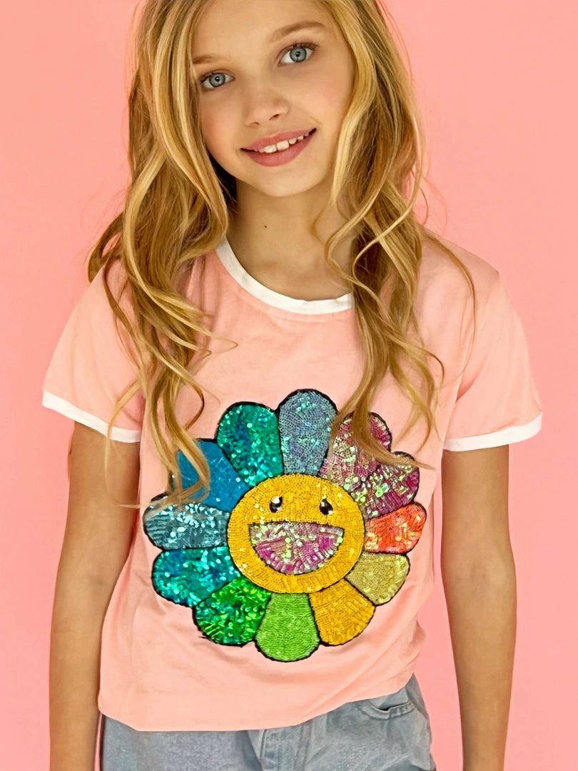 Lola + The Boys Happy Daisy Ringer Tee Shirt Girls 3 Lola + The Boys Happy Daisy Ringer Tee Shirt Girls