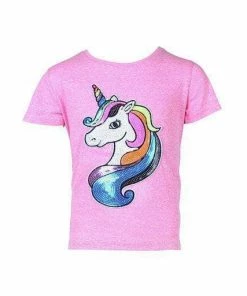 Lola + The Boys Girls Neon Unicorn Sequin T-Shirt