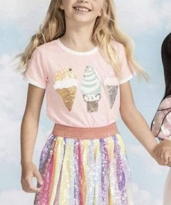 Lola + The Boys Girls Peach Ice Cream Ringer T-Shirt