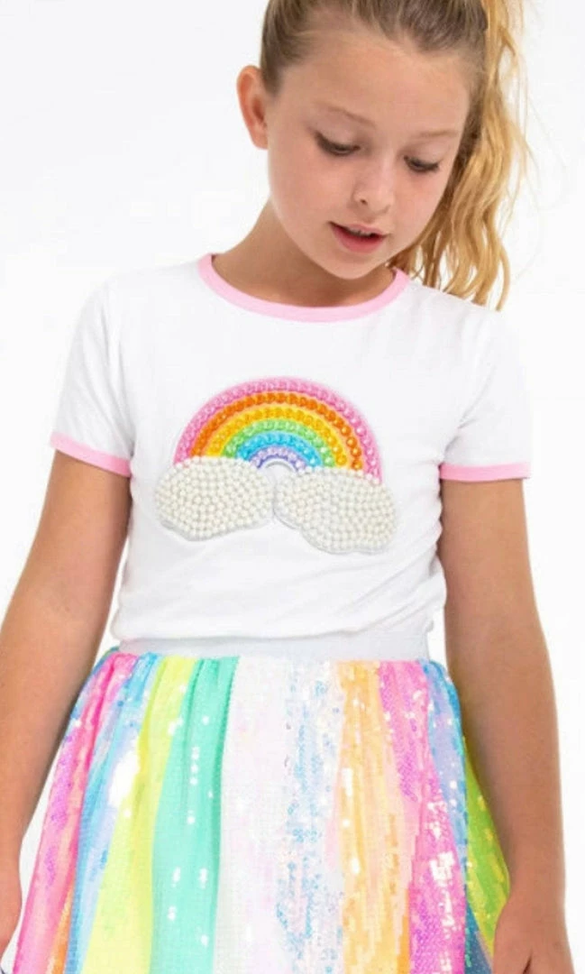 Lola + The Boys Rainbow Pearl Patch T Shirt 3 Lola + The Boys Rainbow Pearl Patch T Shirt