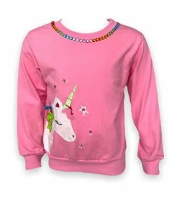 Lola + The Boys Unicorn Stars Gem Pink Sweatshirt