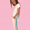 Lola + The Boys New Arrivals White Rainbow Sequin Jogger Set