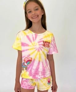 Lola + The Boys YAY Patch Tie Dye Short Set New Arrivals