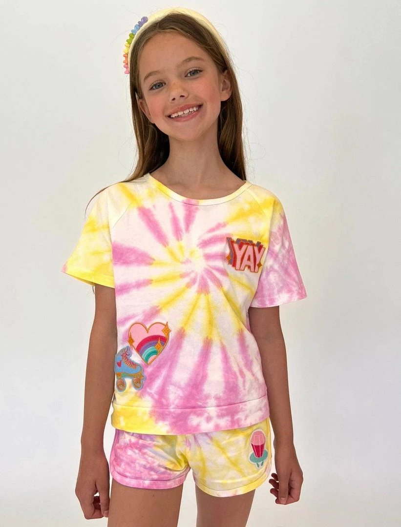 Lola + The Boys YAY Patch Tie Dye Short Set New Arrivals 3 Lola + The Boys YAY Patch Tie Dye Short Set New Arrivals